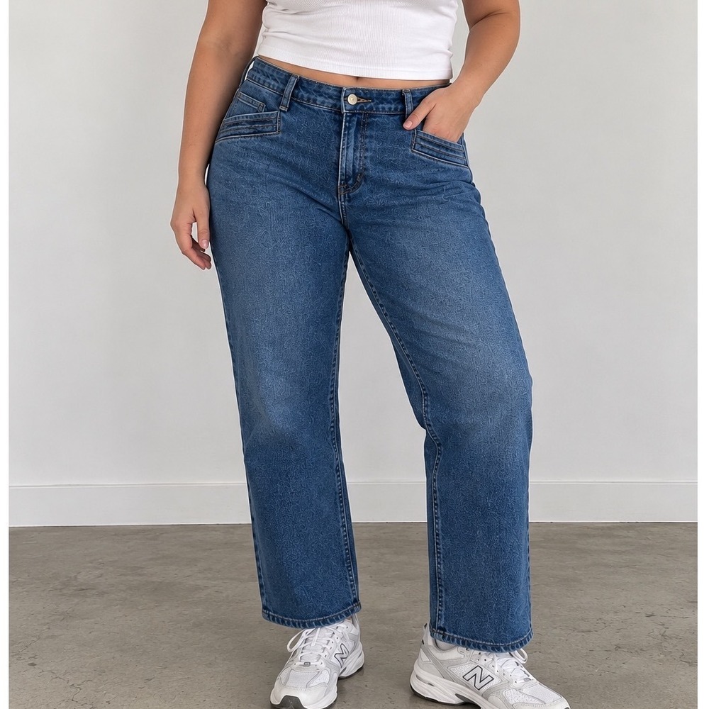 Michael Kors Womens Straight Leg Jeans Blue Medium Wash Size 16